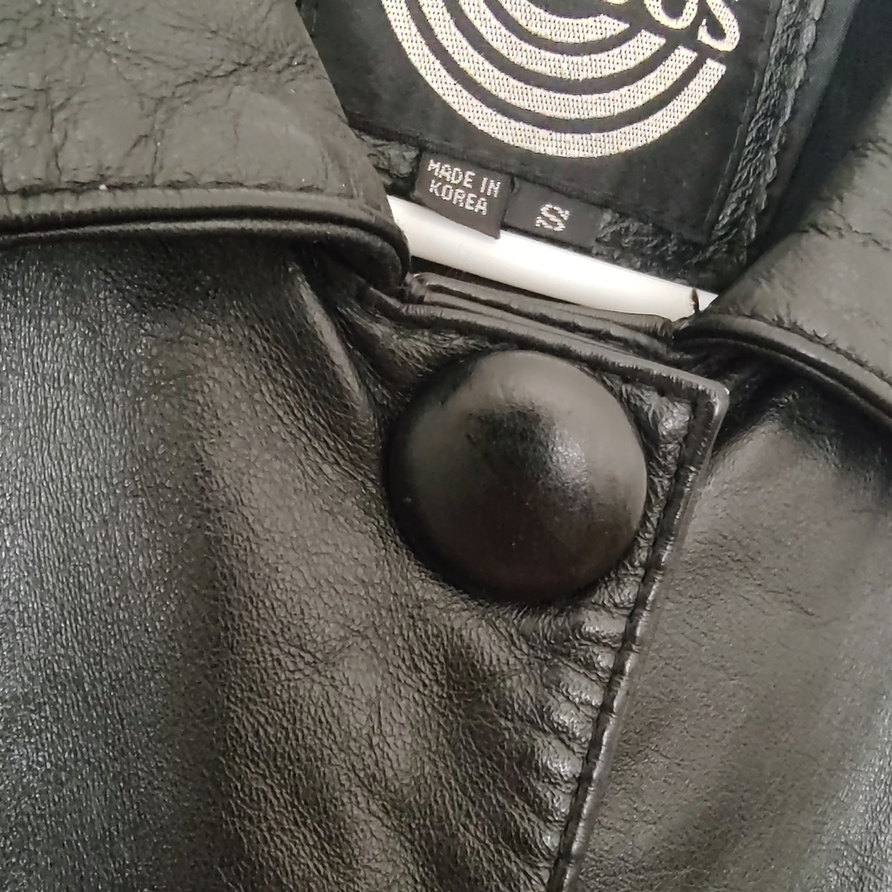 Vintage 80s leather oversized fit coat EUC S M - Picture 6 of 7